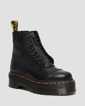 Black Women's Dr Martens Sinclair Milled Nappa Leather Platform Boots | CA 259FDN